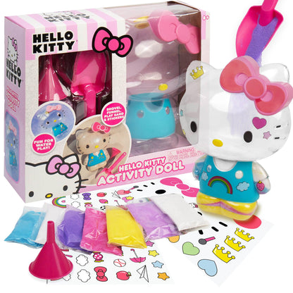 Hello Kitty Activity Doll, Reusable Hello Kitty Toys, Fill with Sand Art or Water, Includes Waterproof Doll, Shovel and Funnel, Sensory Toys for Kids