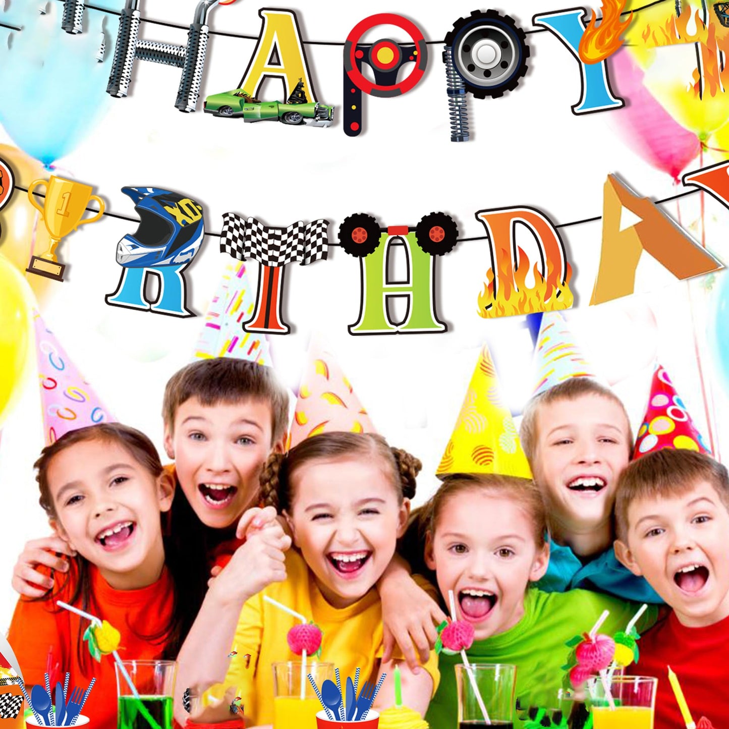 Monster Truck Birthday Banner Monster Truck Birthday Decorations Pre-Strung Monsters Trucks Happy Birthdays Banner Monsters Trucks Banners Cars B-day
