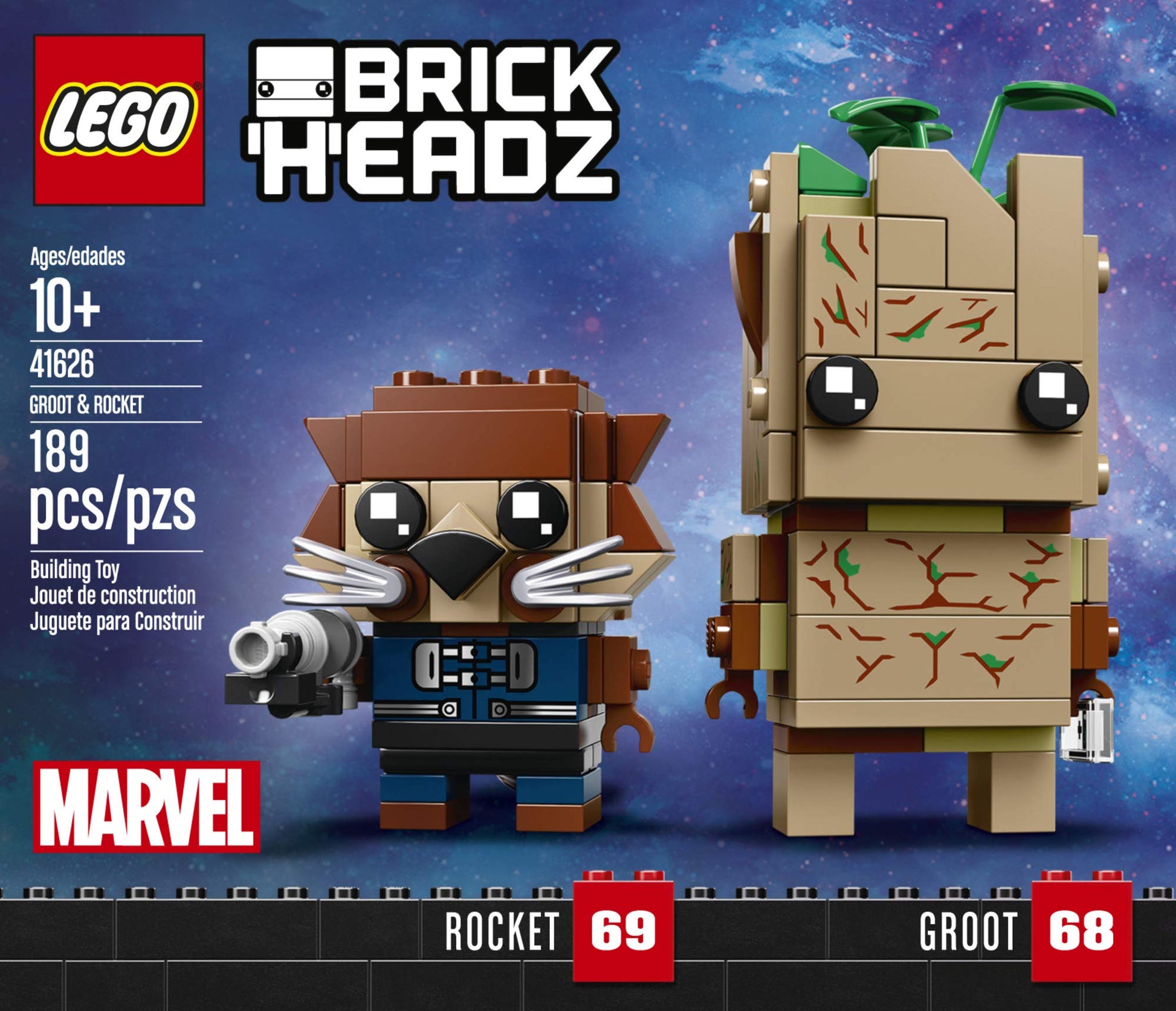 LEGO BrickHeadz Groot & Rocket Building Kit, Multicolor