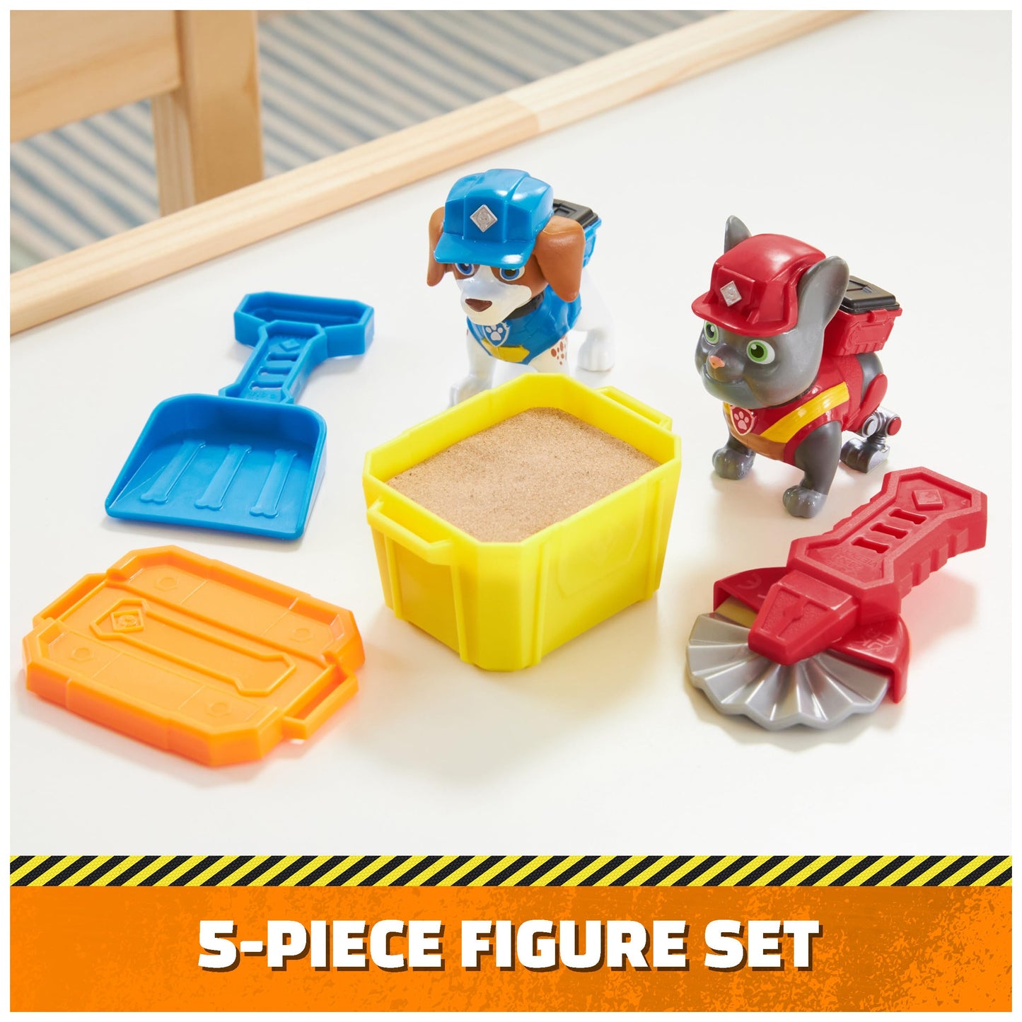Rubble & Crew, Charger & Wheeler Action Figures, with Kinetic Build-It Sand & 2 Building Tools, PAW Patrol Kids Toys for Boys & Girls Ages 3 and Up