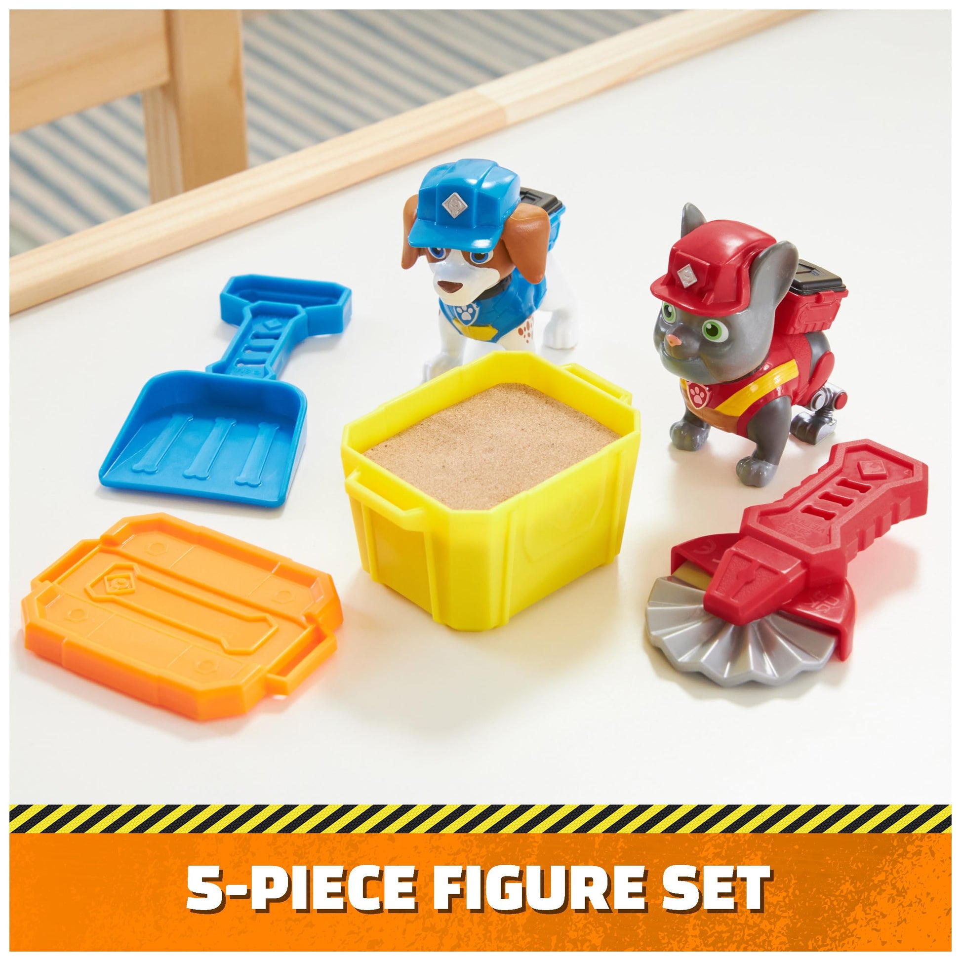 Rubble & Crew, Charger & Wheeler Action Figures, with Kinetic Build-It Sand & 2 Building Tools, PAW Patrol Kids Toys for Boys & Girls Ages 3 and Up