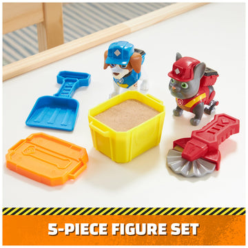 Rubble & Crew, Charger & Wheeler Action Figures, with Kinetic Build-It Sand & 2 Building Tools, PAW Patrol Kids Toys for Boys & Girls Ages 3 and Up