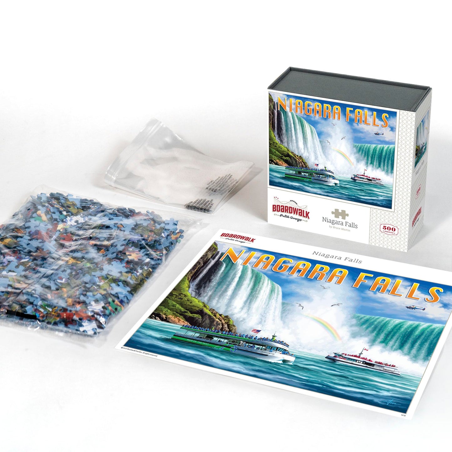 Boardwalk Niagara Falls 500 Piece Jigsaw Puzzle Scenic Waterfall Travel Puzzles with Premium Box, Gift for Adults and Family 16"x20"