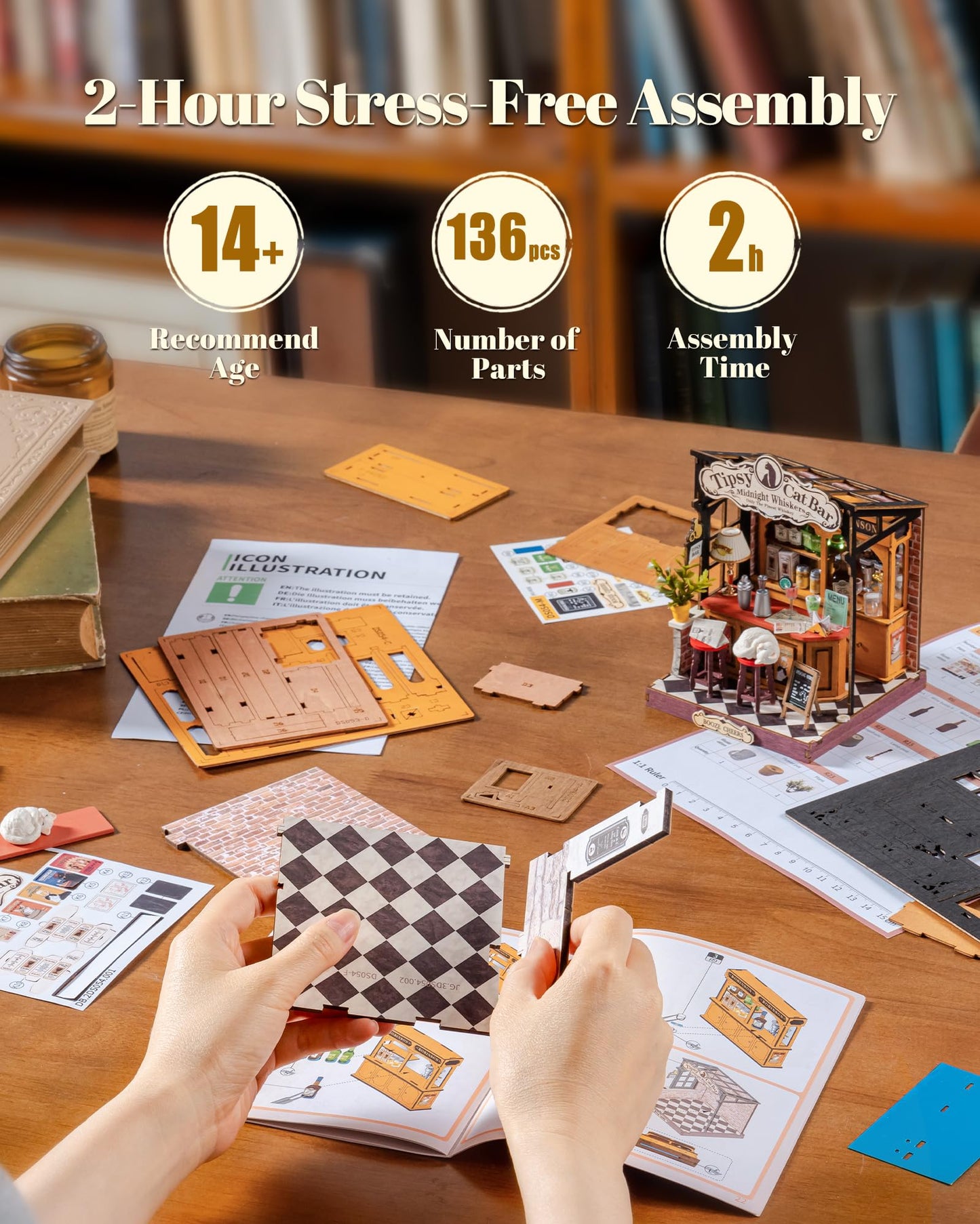 Robotime DIY Miniature House Kit for Adults, 1:28 Diorama Dollhouse with LED Lights, 3D Wooden Puzzles for Adults, Creative Crafts & Unique Gift