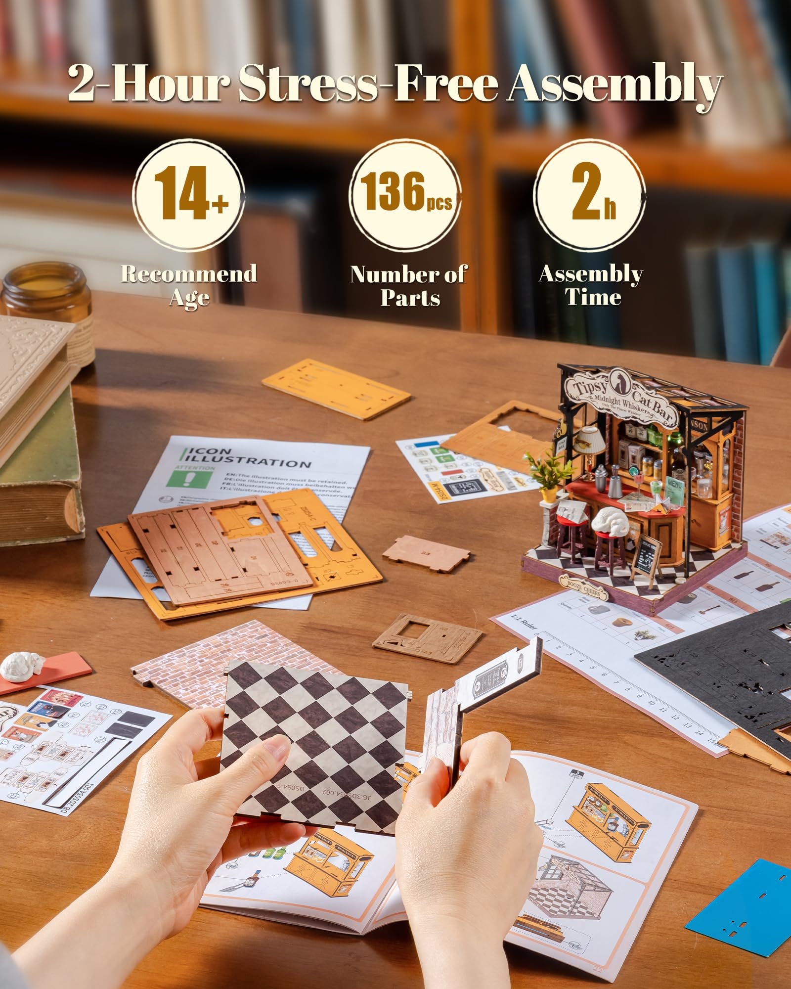 Robotime DIY Miniature House Kit for Adults, 1:28 Diorama Dollhouse with LED Lights, 3D Wooden Puzzles for Adults, Creative Crafts & Unique Gift