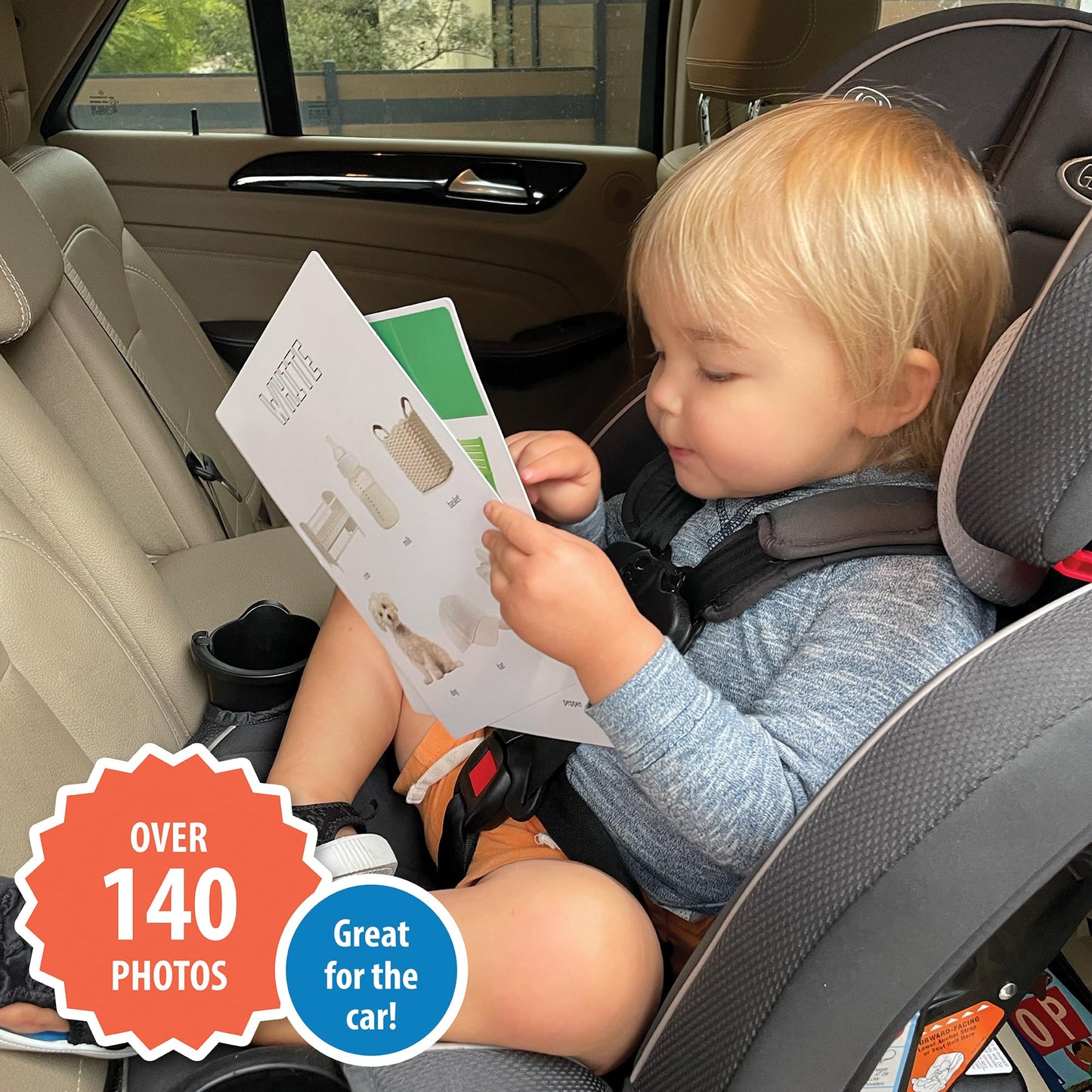 Jumbo Focus Cards™ Made in USA. 12ct Extra-Large Flash Cards - 12 Months+. Colors, Animals, Food & Objects. 7.5" x 10". Over 140 Photos. Used by