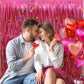 EUFARS Valentine's Day Party Decorations, 3 Pack 3.2x8.2ft Hot Pink Metallic Foil Fringe Curtain Streamer Backdrop for Bachelorette Birthday Party