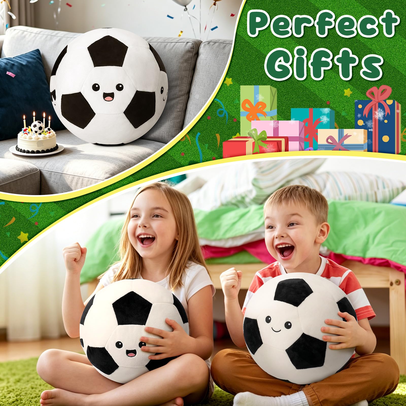Achwishap 10 Inch Soccer Ball Plush Pillow, Game Day Sports Stuffed Toy