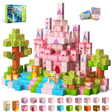 Magnetic Blocks, 48PCS Magnetic Building Cube Set for Kids Ages 3+, Constructions STEM Stacking Tiles Toy Building Birthday Gifts for Girls