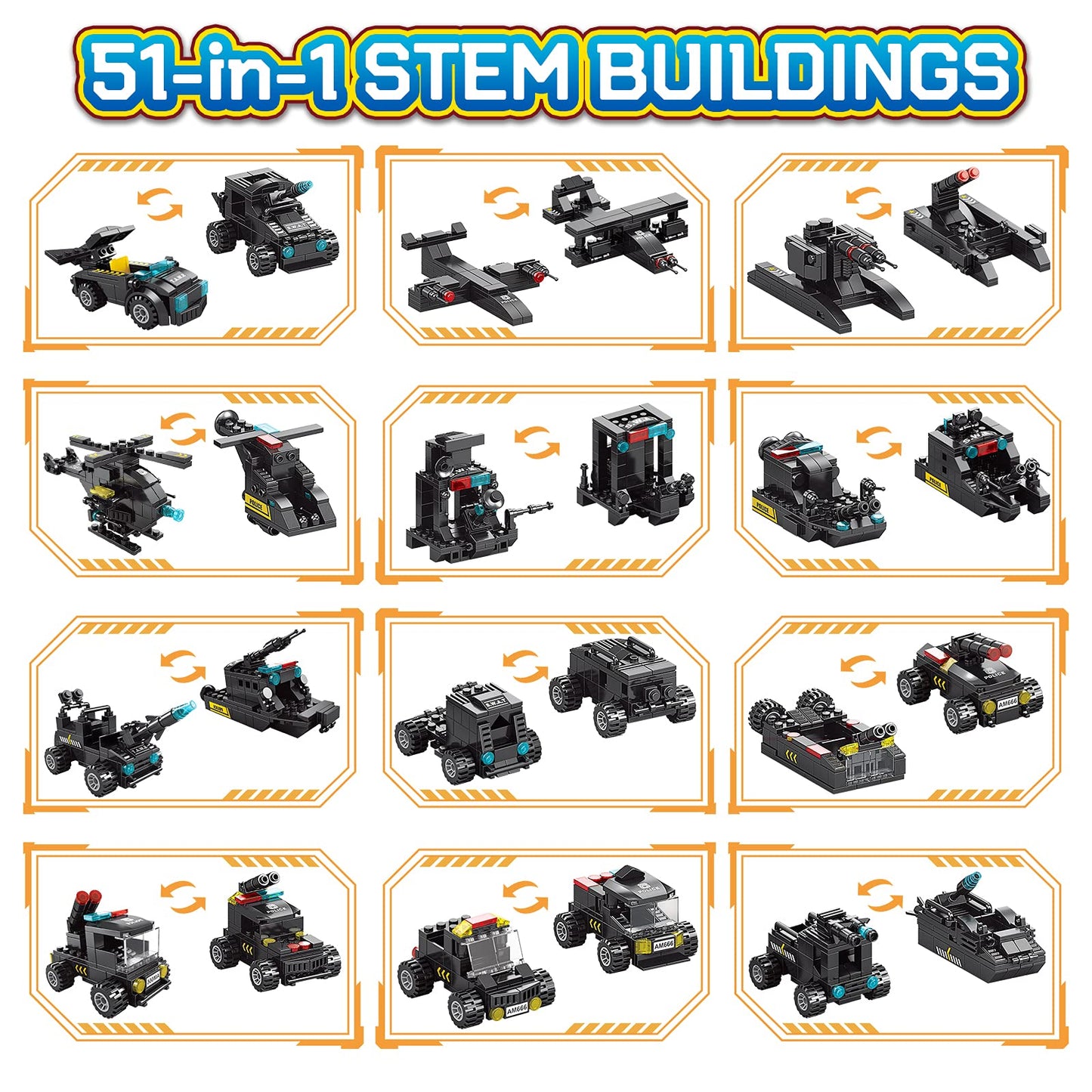 HISTOYE 51-in-1 Robot Building Kit for Kids Stem Building Toys Erector Set for Boys 8-12 Engineering Stem Projects Construction Building Blocks Toys