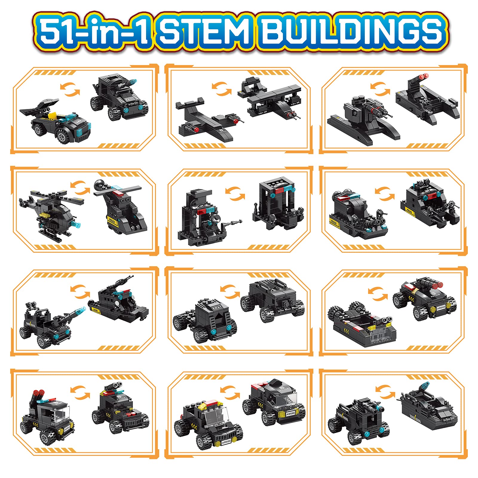 HISTOYE 51-in-1 Robot Building Kit for Kids Stem Building Toys Erector Set for Boys 8-12 Engineering Stem Projects Construction Building Blocks Toys