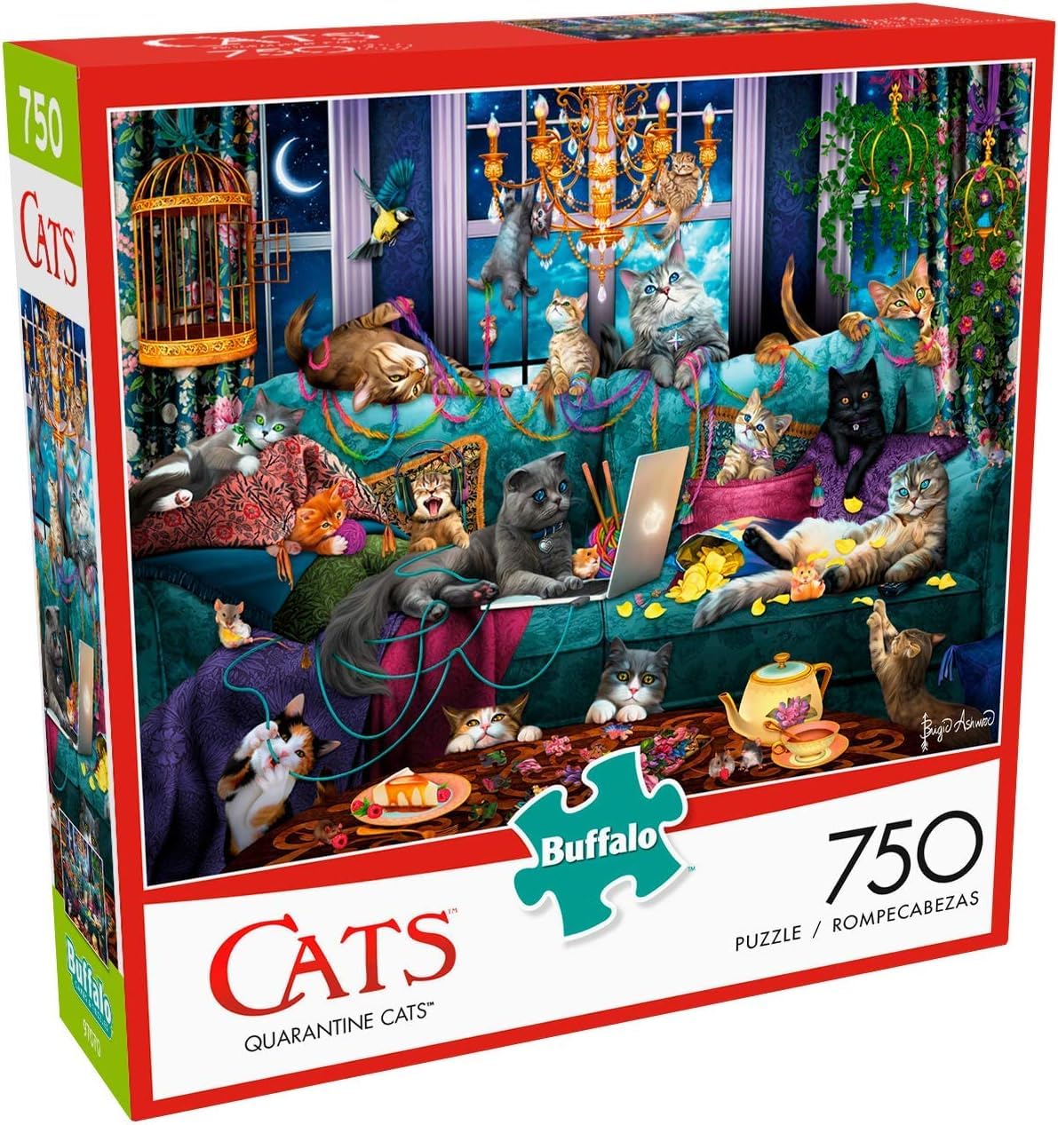 Buffalo Games - Brigid Ashwood - Quarantine Cats - 750 Piece Jigsaw Puzzle For Adults -Challenging Puzzle Perfect for Game Nights - Finished Size is