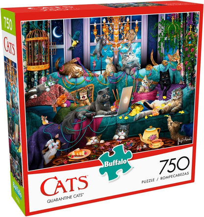 Buffalo Games - Brigid Ashwood - Quarantine Cats - 750 Piece Jigsaw Puzzle For Adults -Challenging Puzzle Perfect for Game Nights - Finished Size is