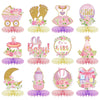 12Pcs Baby Shower Honeycomb Centerpieces Party Decor for Girls,Pink Rose Gold Floral It's a Girl Gender Reveal 3D Table Centerpieces Decoration