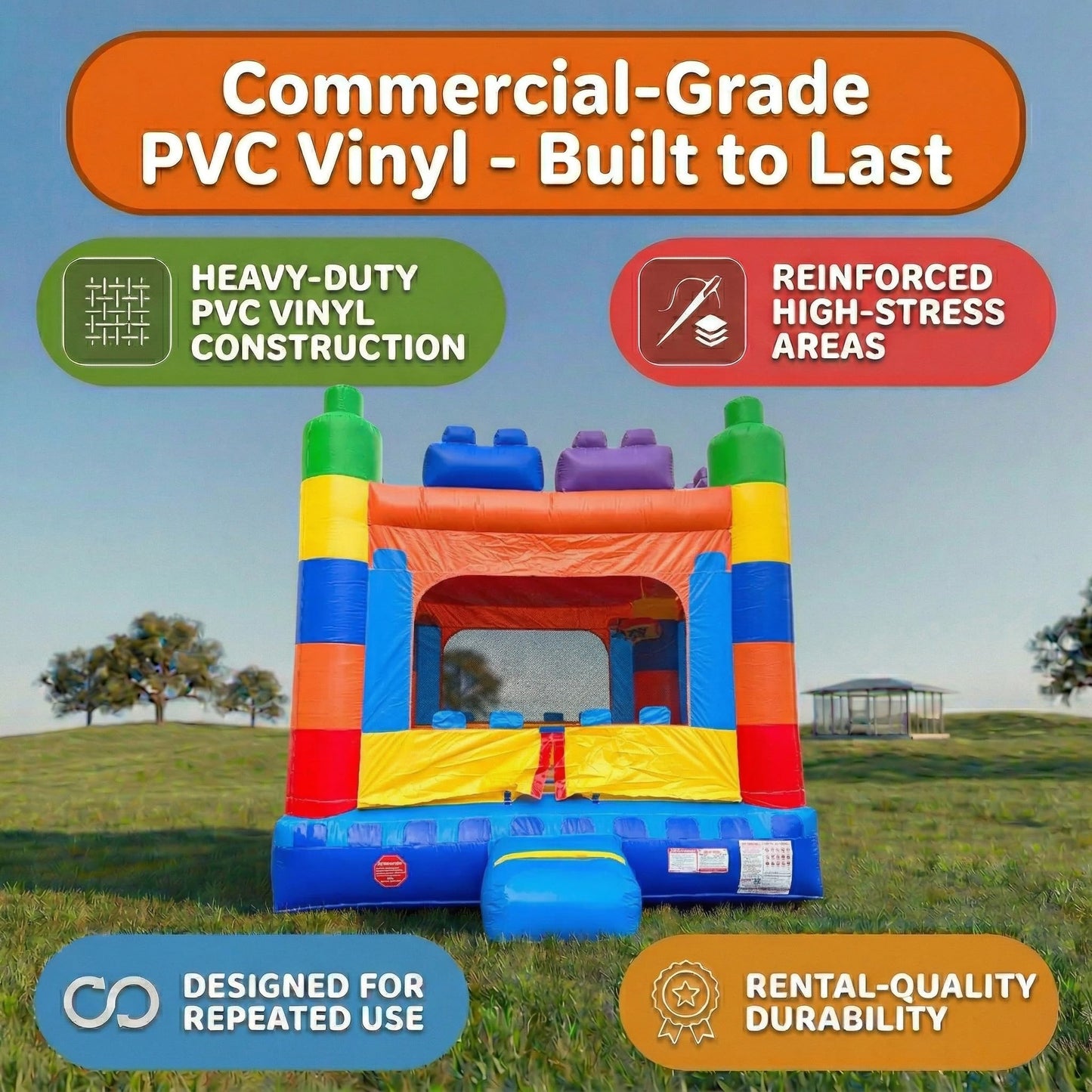 Pogo Bounce House Commercial Inflatable Jump Castle & Blower Building Block