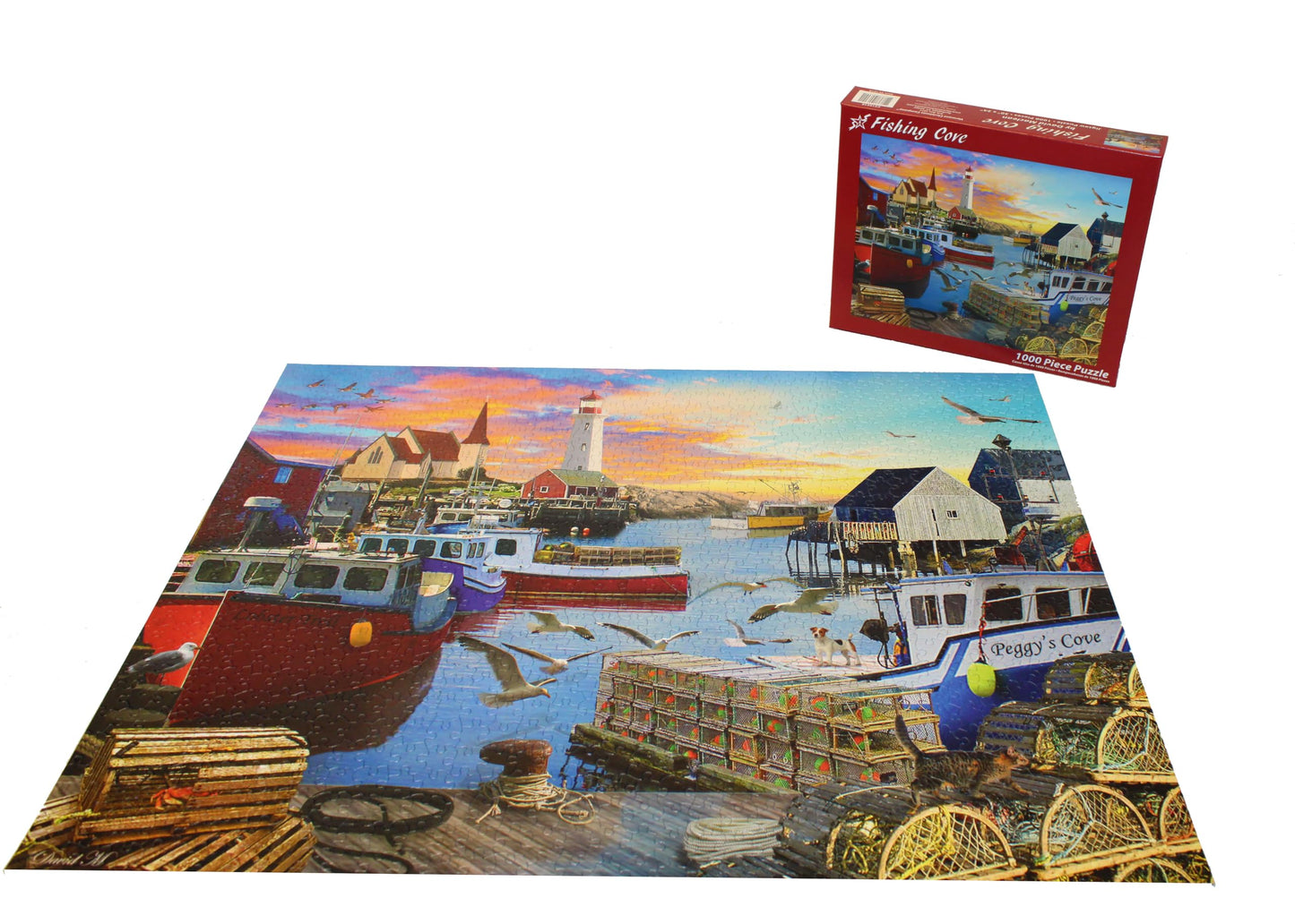 Vermont Christmas Company Fishing Cove Jigsaw Puzzle 1000 Piece 30" x 24" - Large Interlocking Pieces - Unique, Randomly Shaped Piece - Puzzle