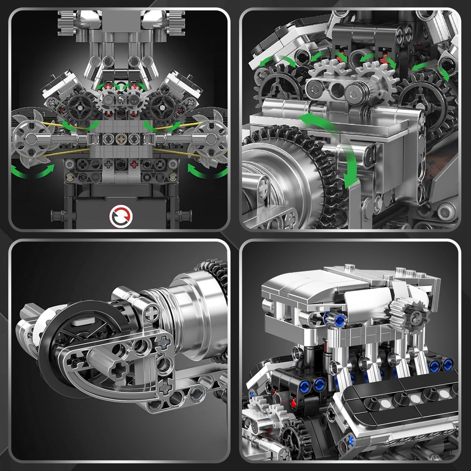 Mould King Supercar V8 Engine Building Blocks Sets, Build a Engine Model Kit That Runs, MOC Engineering Model Building Kit for Adults 14+