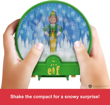 Polly Pocket x Elf Collaboration Compact, Micro Dolls and Holiday Theme Playset, 6 Themed Accessories, Buddy, Santa, & Papa Elf Figures