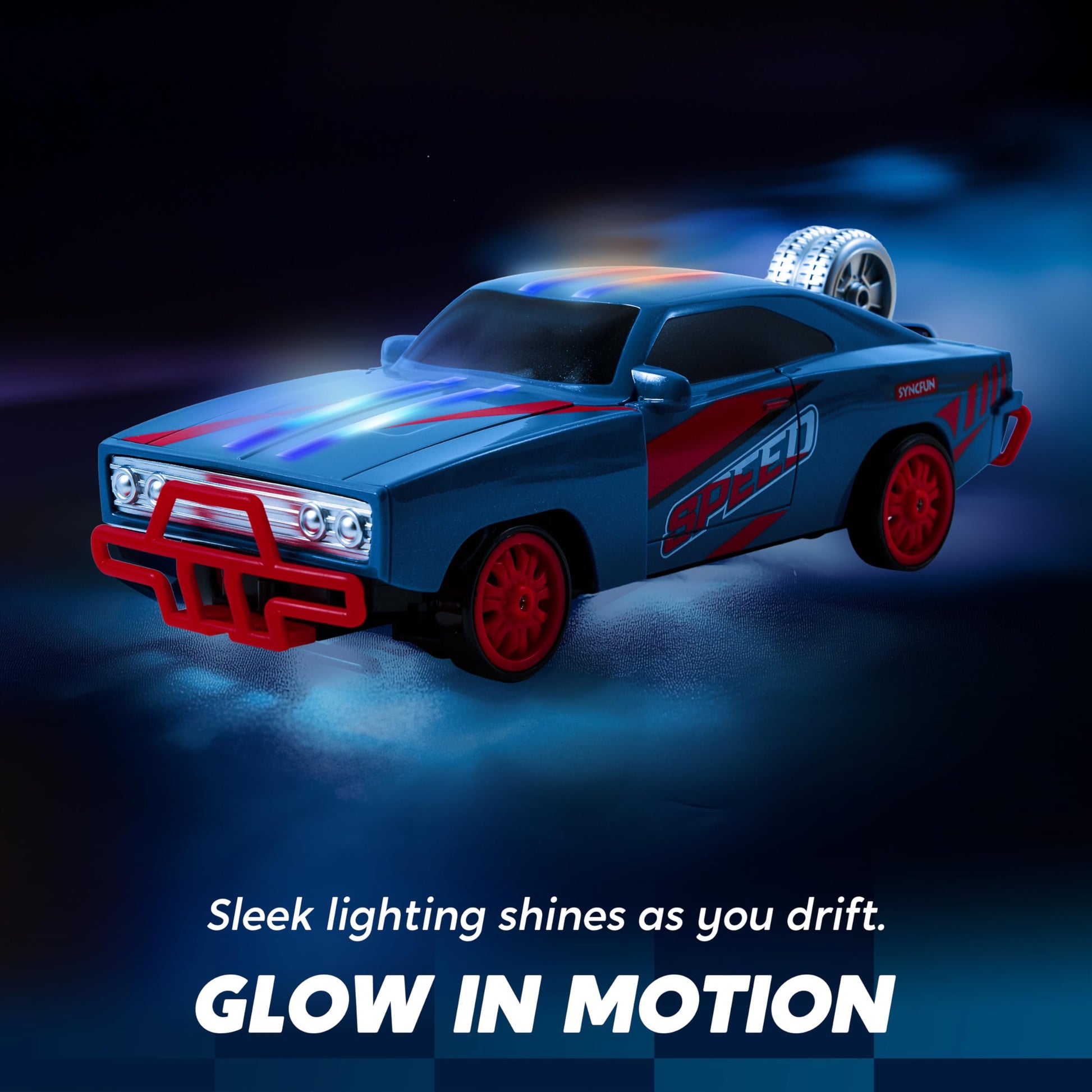 SYNCFUN RC Drift Car 2.4GHz 1:16 Scale 11.5KM/H High Speed Remote Control Race Car with LED Light, USB Rechargeable Battery Included, Gift for Boys