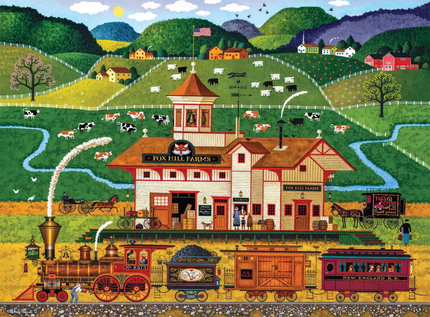 Buffalo Games - Charles Wysocki Fox Hill - 1000 Piece Puzzle for Adults
