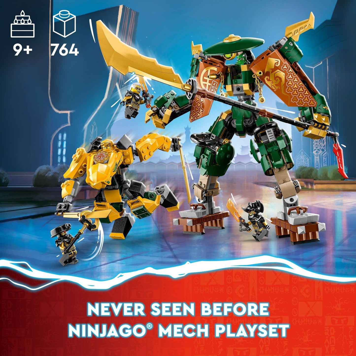 LEGO NINJAGO Lloyd and Arin’s Ninja Team Mechs 71794 Building Toy Set, Featuring 2 Mechs and 5 Minifigures, Idea for Teen Boys, Girls and Kids Ages 9