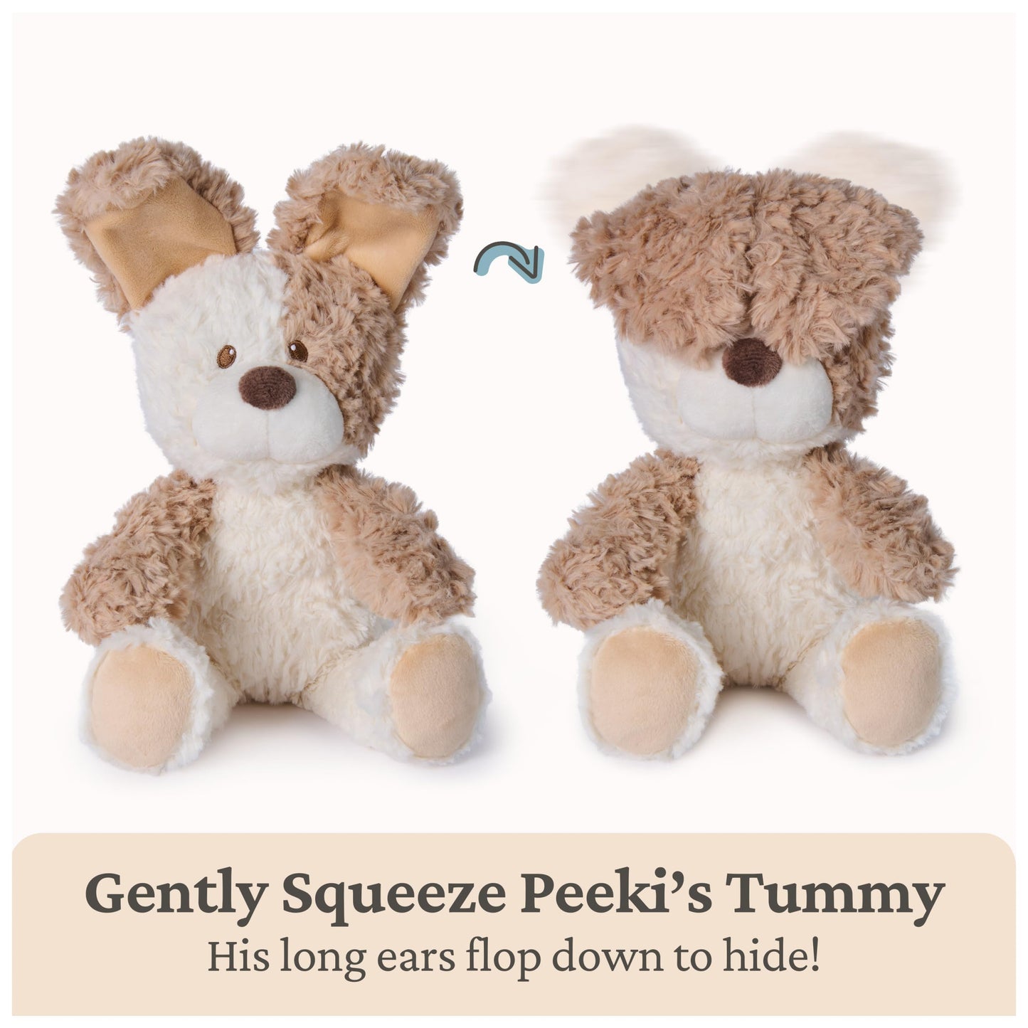 GUND Baby Peek-a-Boo Peeki Puppy Interactive Squeeze-Activated Plush Toy 7"