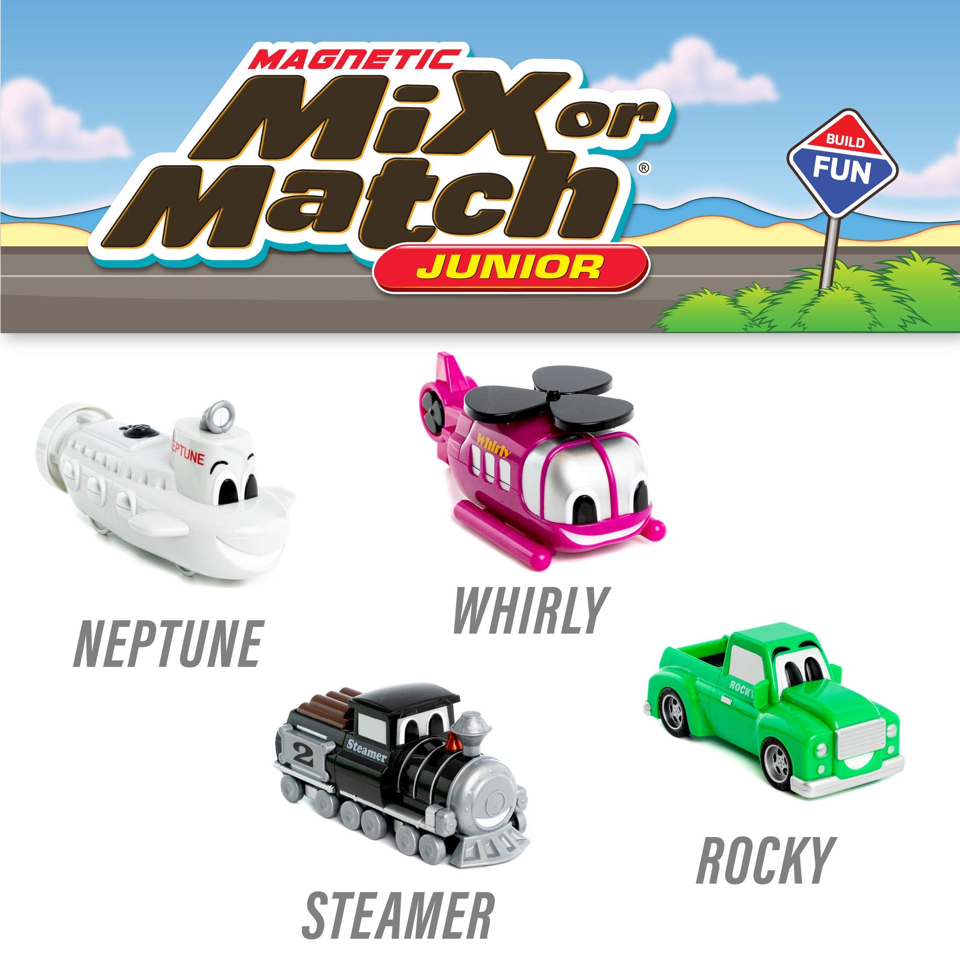 POPULAR PLAYTHINGS Magnetic Vehicles for Toddlers 1-3, Mix or Match Car Toys, Set of 4 Gift for Kids - Vehicles Junior 2