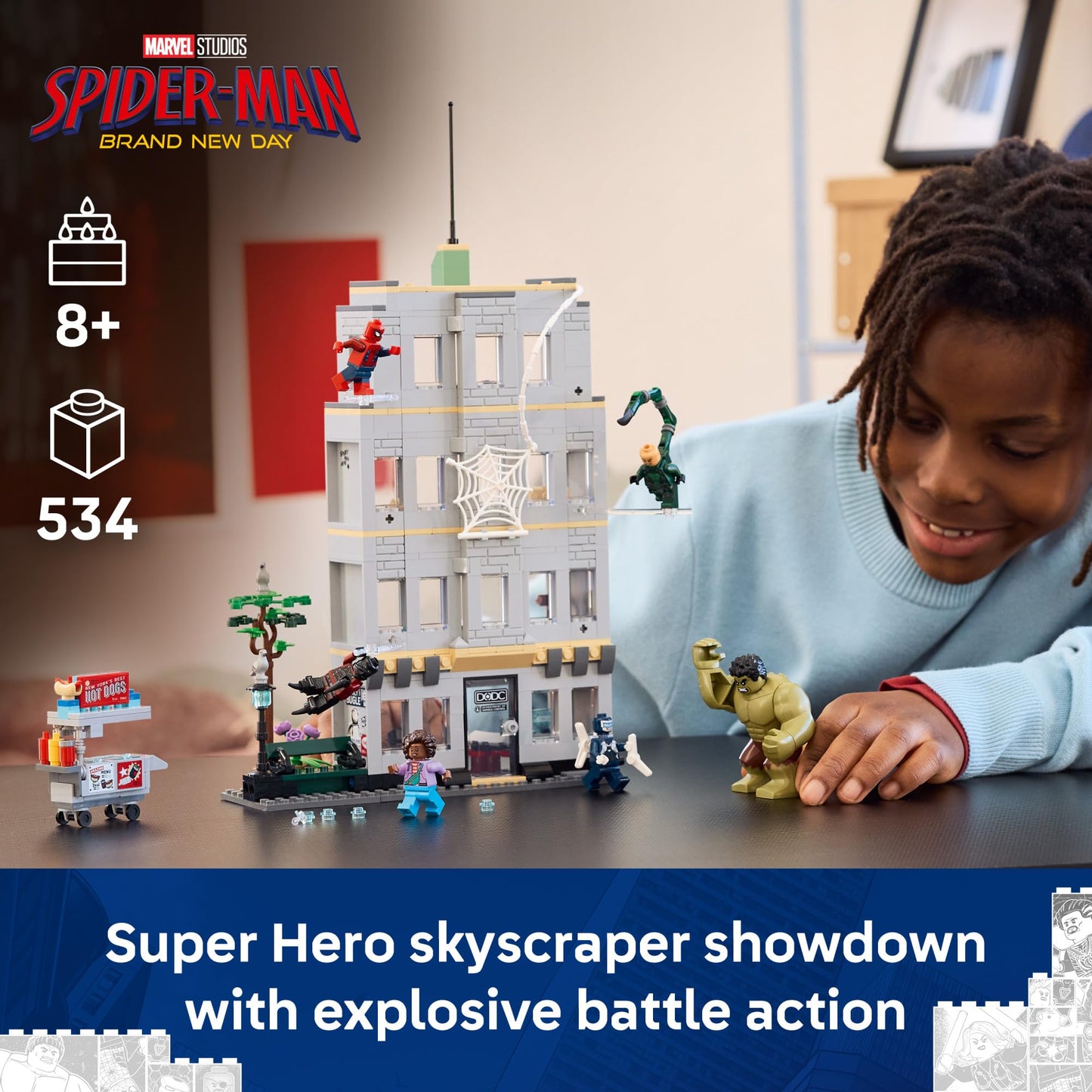 LEGO Marvel Spider-Man vs Hulk Epic Clash - Super Hero Building Toy for Boys & Girls, Ages 8+ - Includes 5 Minifigures & Hulk Figure - Spider-Man Toy