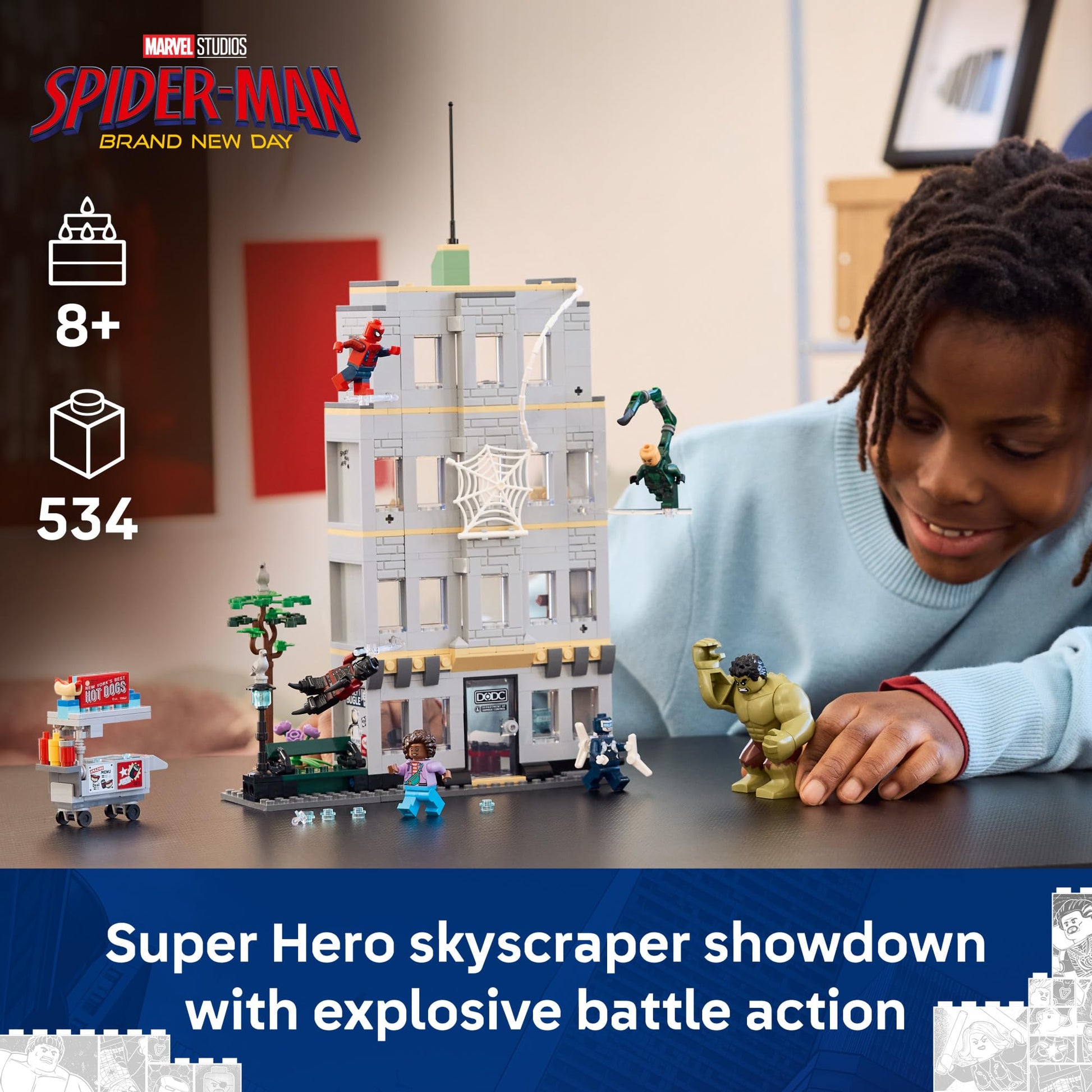 LEGO Marvel Spider-Man vs Hulk Epic Clash - Super Hero Building Toy for Boys & Girls, Ages 8+ - Includes 5 Minifigures & Hulk Figure - Spider-Man Toy