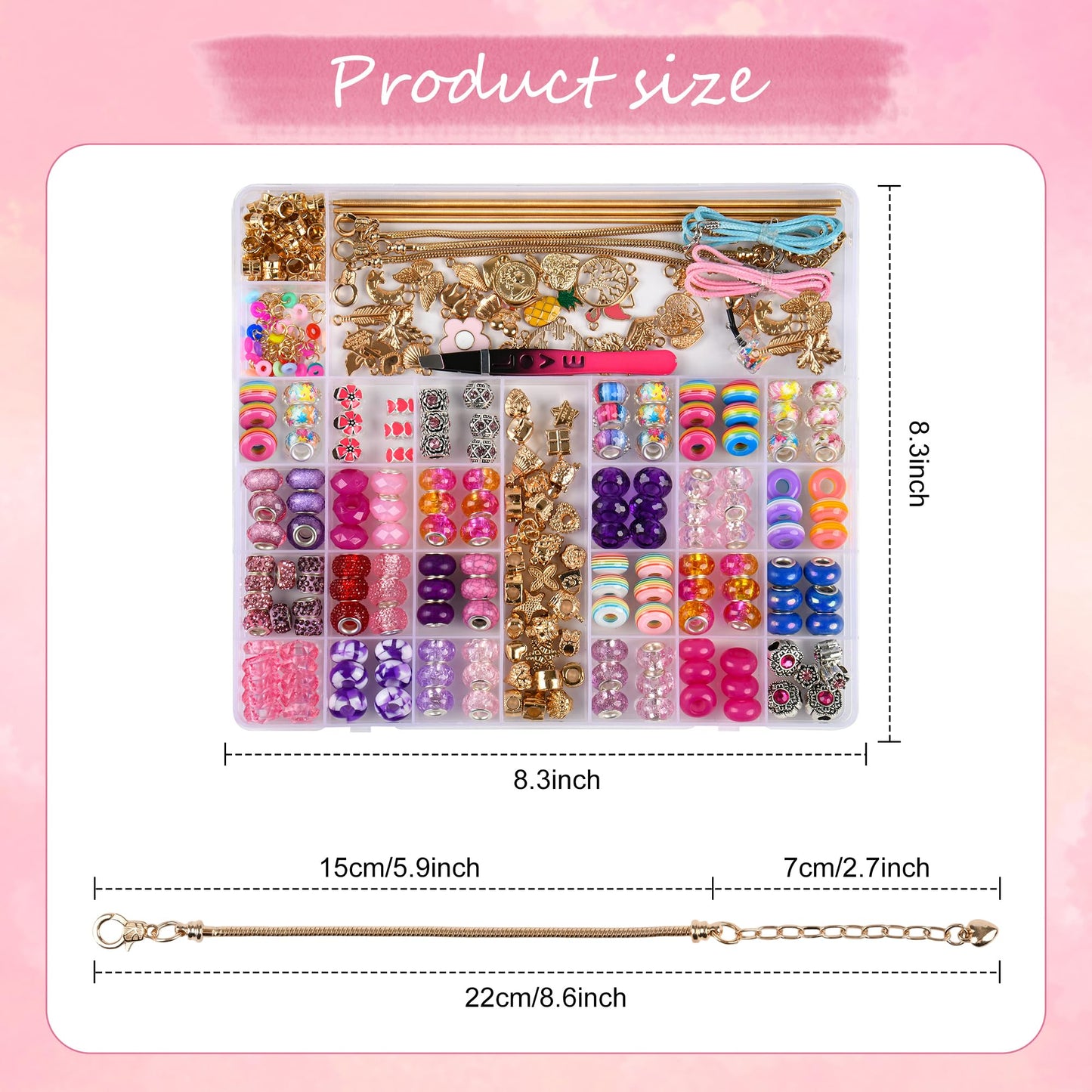 Uniartfy Charm Bracelet Making Kit, 305 Pieces Jewelry Making Kit Supplies for Girls 8-12, Birthday Gifts, DIY Arts Crafts for Teens Women Kids Ages 5