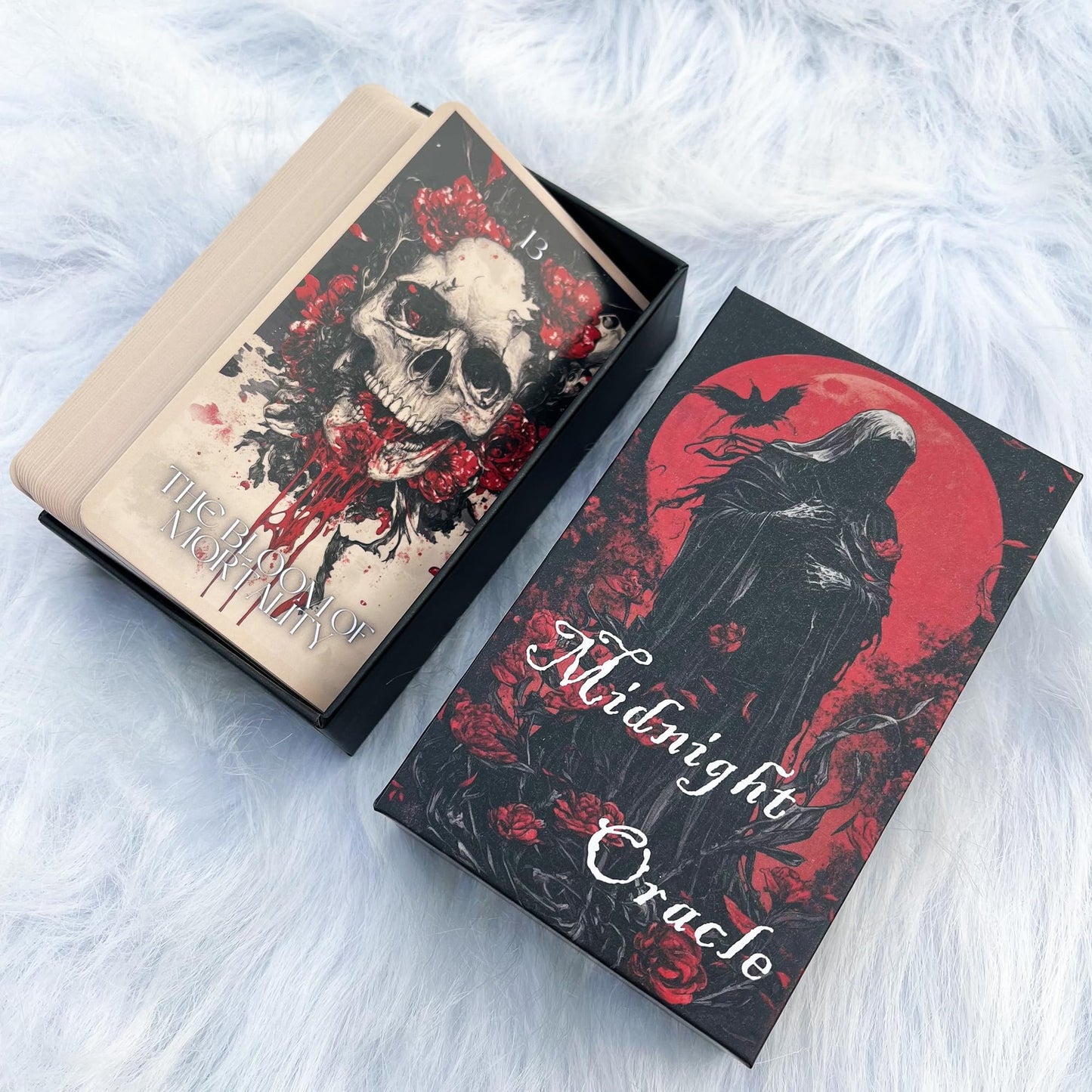 Midnight Oracle Cards, 50 Gothic Dark Fantasy Cards with Comprehensive Guide Book, Front and Back Meanings, Reflection Tips, Self Discovery Oracle
