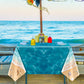 Temicle 3-Piece 54 x 108 Inch Beach Theme Plastic Tablecloth - Summer Ocean Wave and Seashell Design Disposable Rectangle Table Cover for Pool
