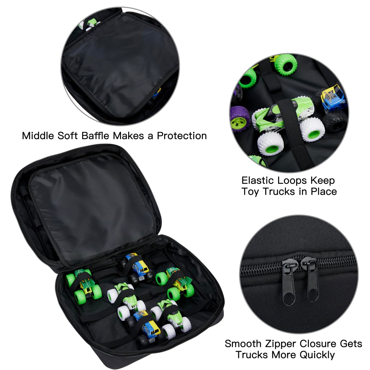 HUHYNN Carrying Case for 24 Monster Jam Trucks, Kid Toy Truck Storage and Organizer for Monster Jam Trucks, Holding for 1:64 Scale Monster Jam
