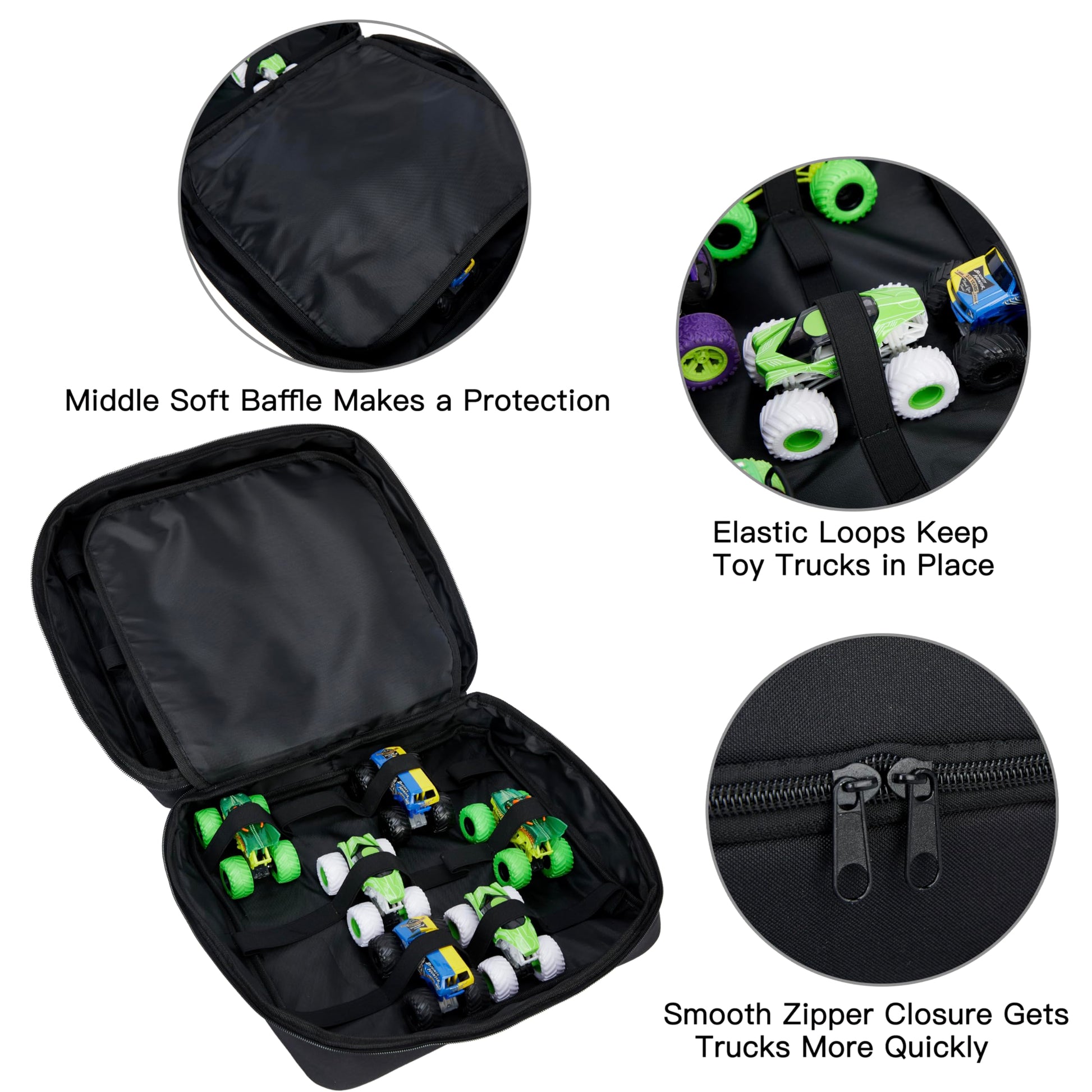 HUHYNN Carrying Case for 24 Monster Jam Trucks, Kid Toy Truck Storage and Organizer for Monster Jam Trucks, Holding for 1:64 Scale Monster Jam