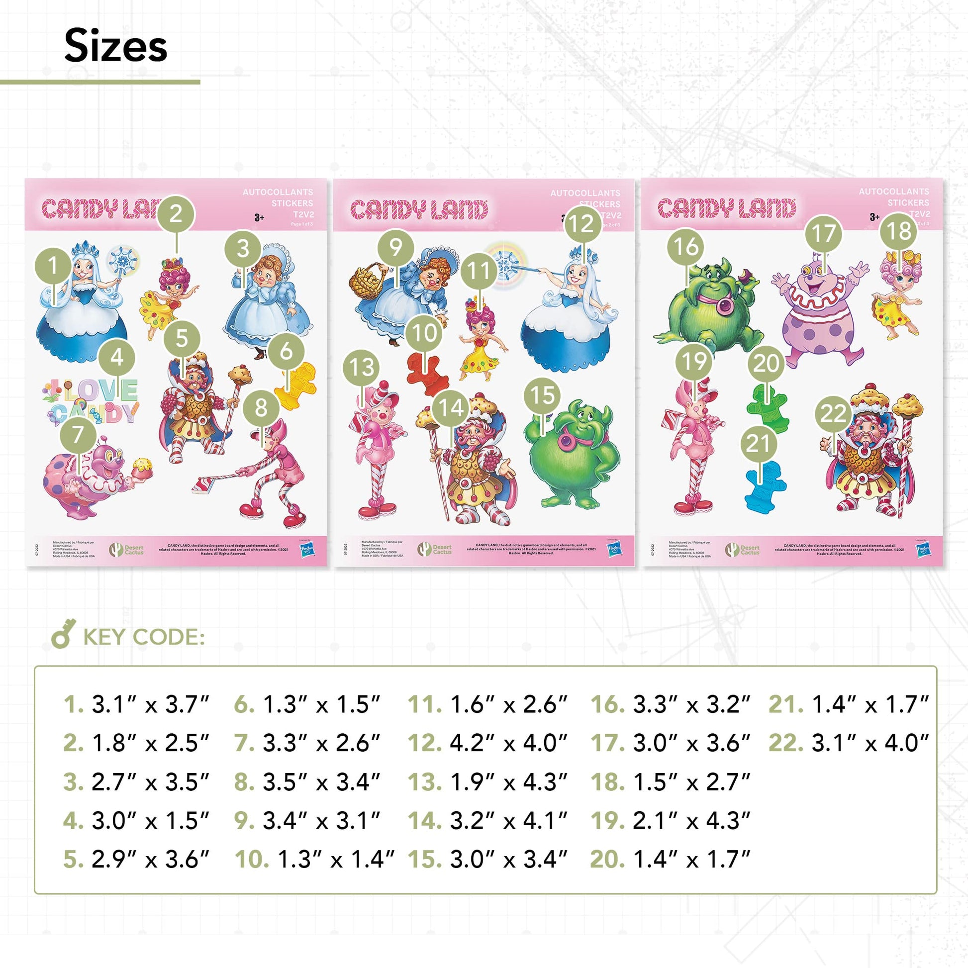 Desert Cactus Candy Land Sticker - 22 Candyland Sticker Vinyl Decal Laptop Water Bottle Car Scrapbook 12x10 Sheet Decorations Birthday Favor Party