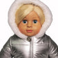 American Fashion World Mettalic Silver Puffer Coat for 18in Doll