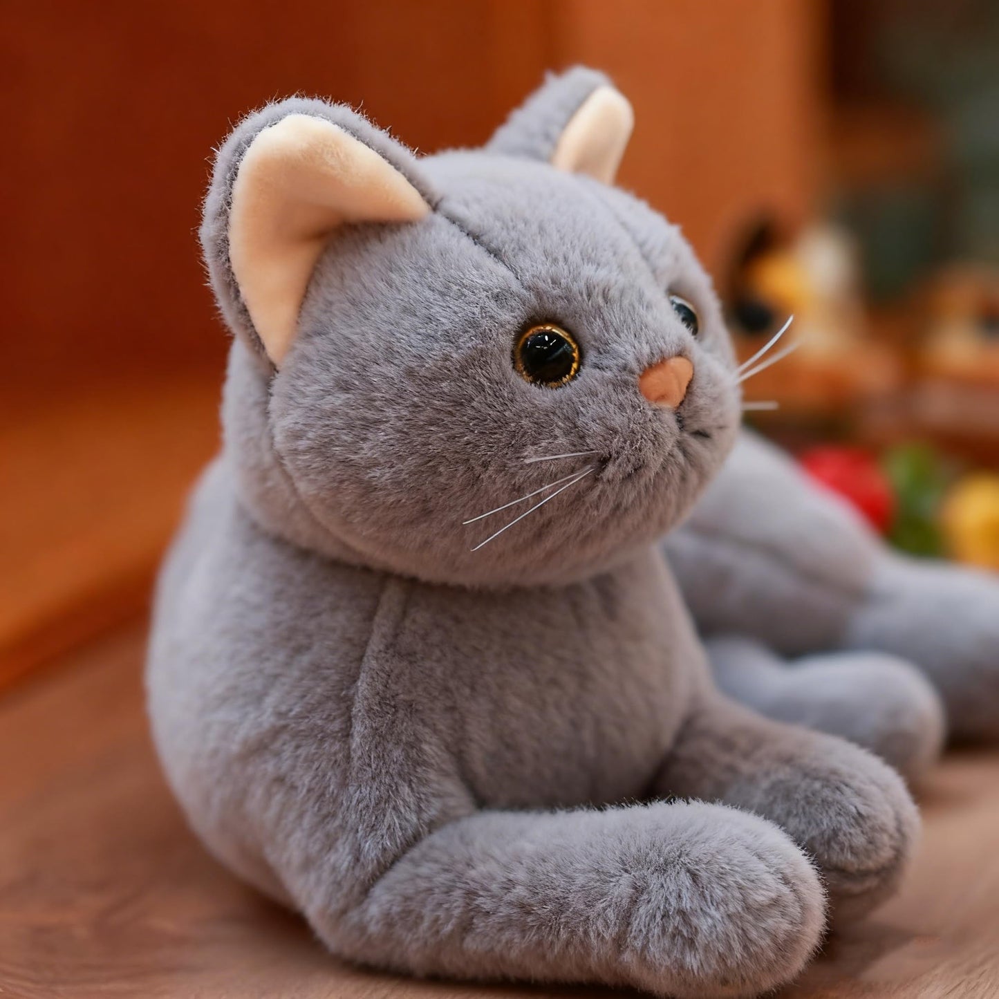 TUKVESZE Gray Cat Plush Soft Plush Cat Toy, 12 inch Realistic Black Cat Stuffed Animal Gifts for Boys and Girls (Gray)