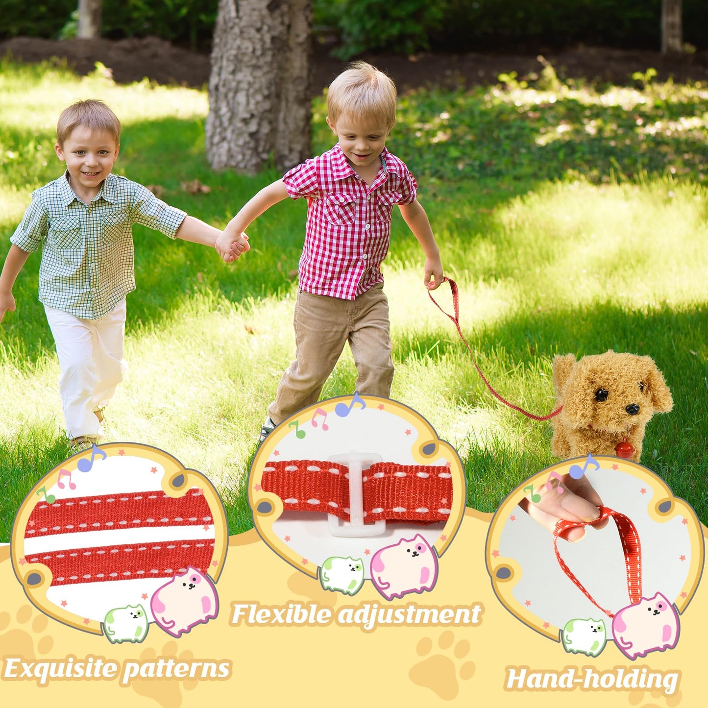 lonfypeng Plush Toys Walking Dog Toys that Can Walk, Bark and Wag Tail,Interactive Electronic Pet Toys Puppy with Leash,Easter Christmas Birthday Gift