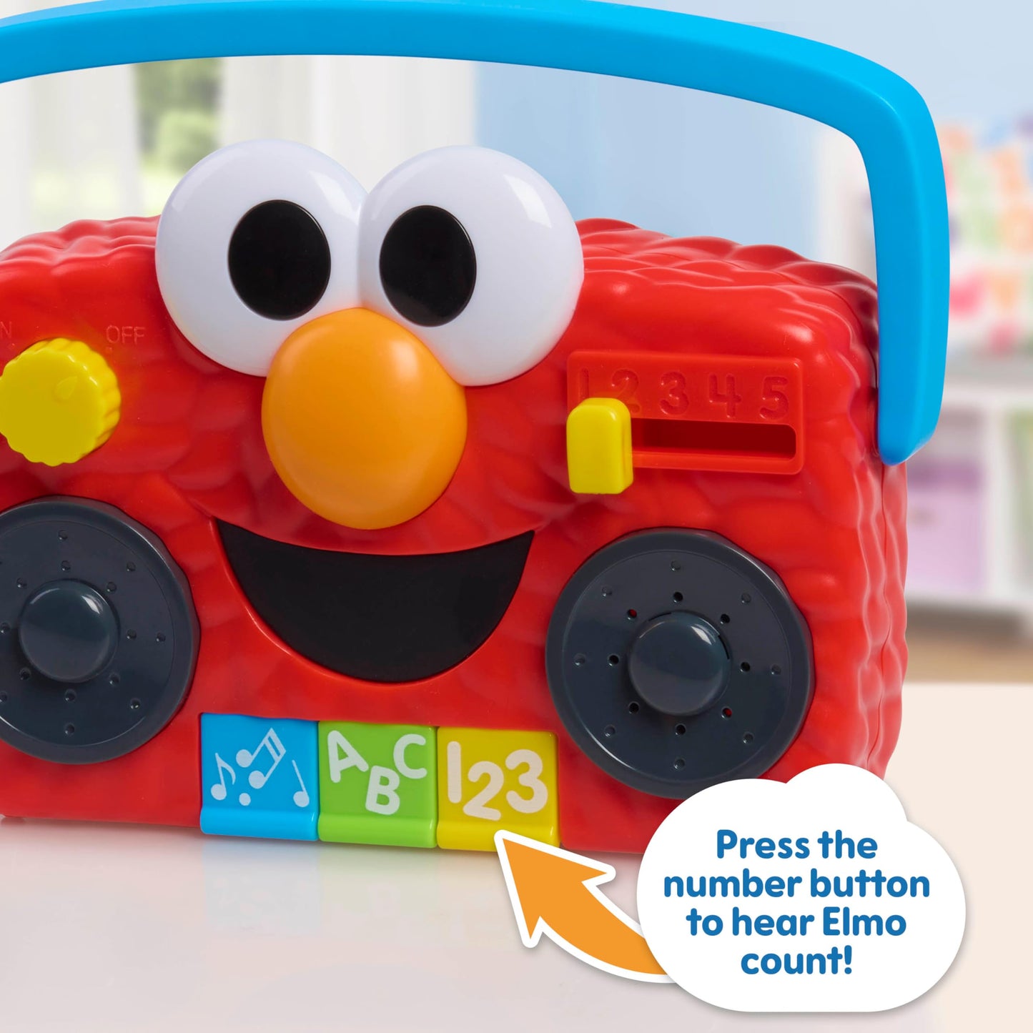 Sesame Street Elmo Take Along Boombox with Lights & Sounds, 5.5-inch Interactive Toy, Learning and Education, Kids Toys for Ages 2 Up by Just Play