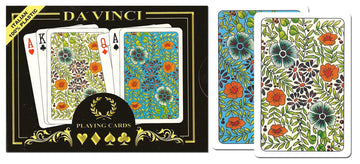 DA VINCI Fiori, Italian 100% Plastic Playing Cards, 2-Deck Bridge Size Small Print Regular Index Set
