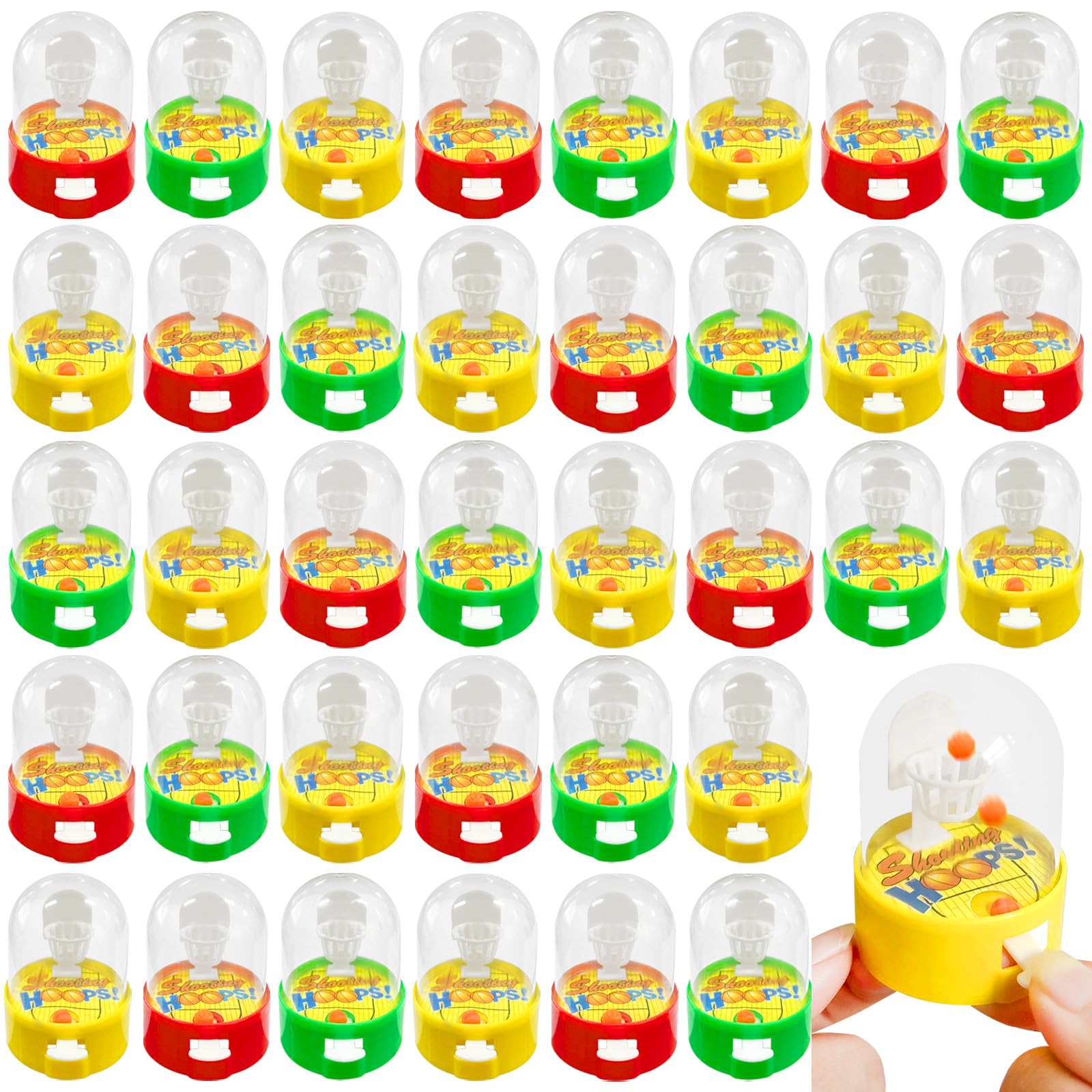 Dshengoo 36 Pack Mini Finger Basketball Shooting Game Toys,Handled Fidget Basketballs Desktop Sport Party Favors for Kids,Birthday Decoration