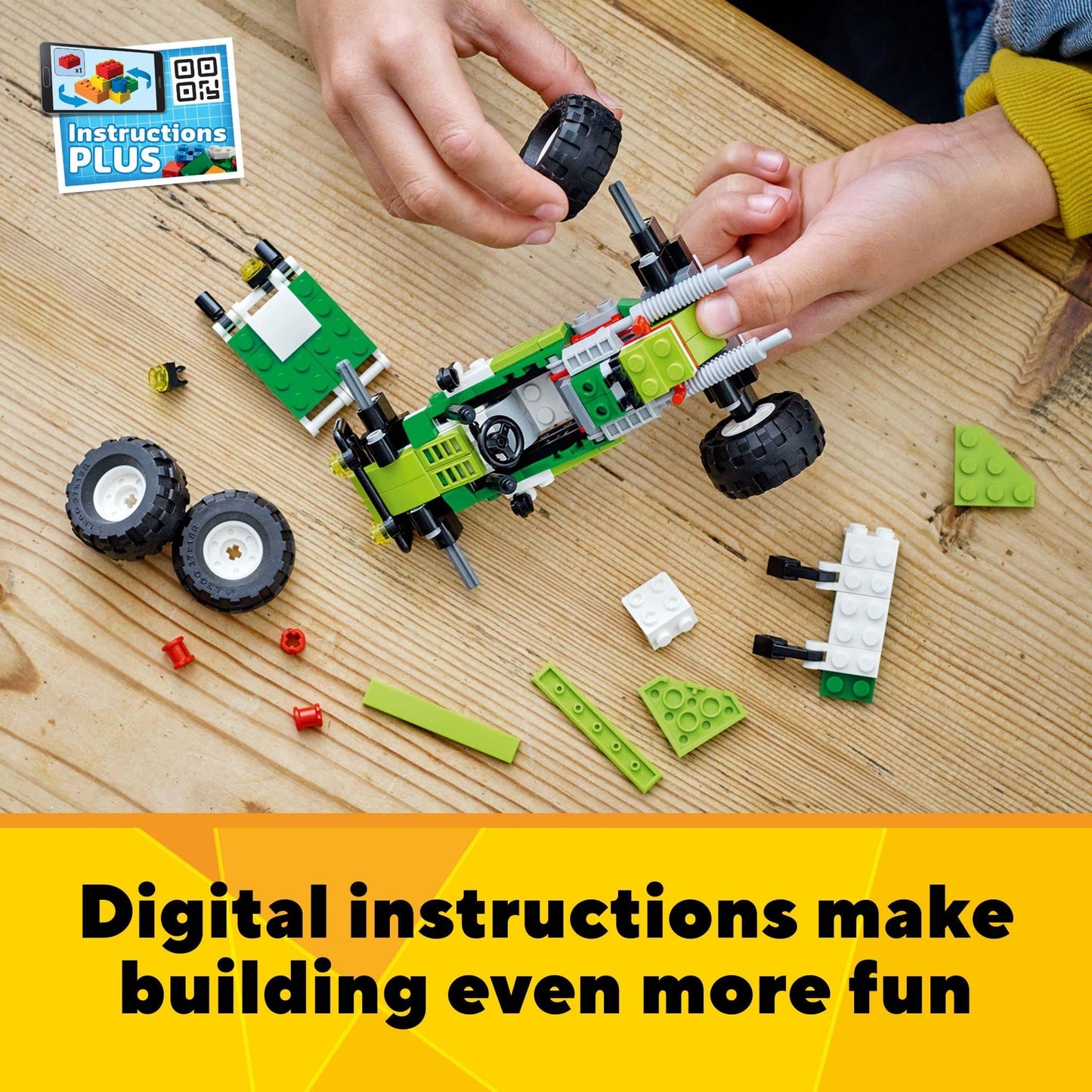 LEGO Creator 3 in 1 Off-Road Buggy, Transforms to 3 Different Construction Vehicles from Skid Loader Digger to ATV Car Toy to Off-Roader, Construction