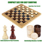VAMSLOVE Wooden Chess Checkers Tic-Tac-Toe Game Set 11.5" x 11.5" Double-Sided 3 in 1 Board with 34 Chess Pieces - 2 Extra Queens - 24 Interlocking