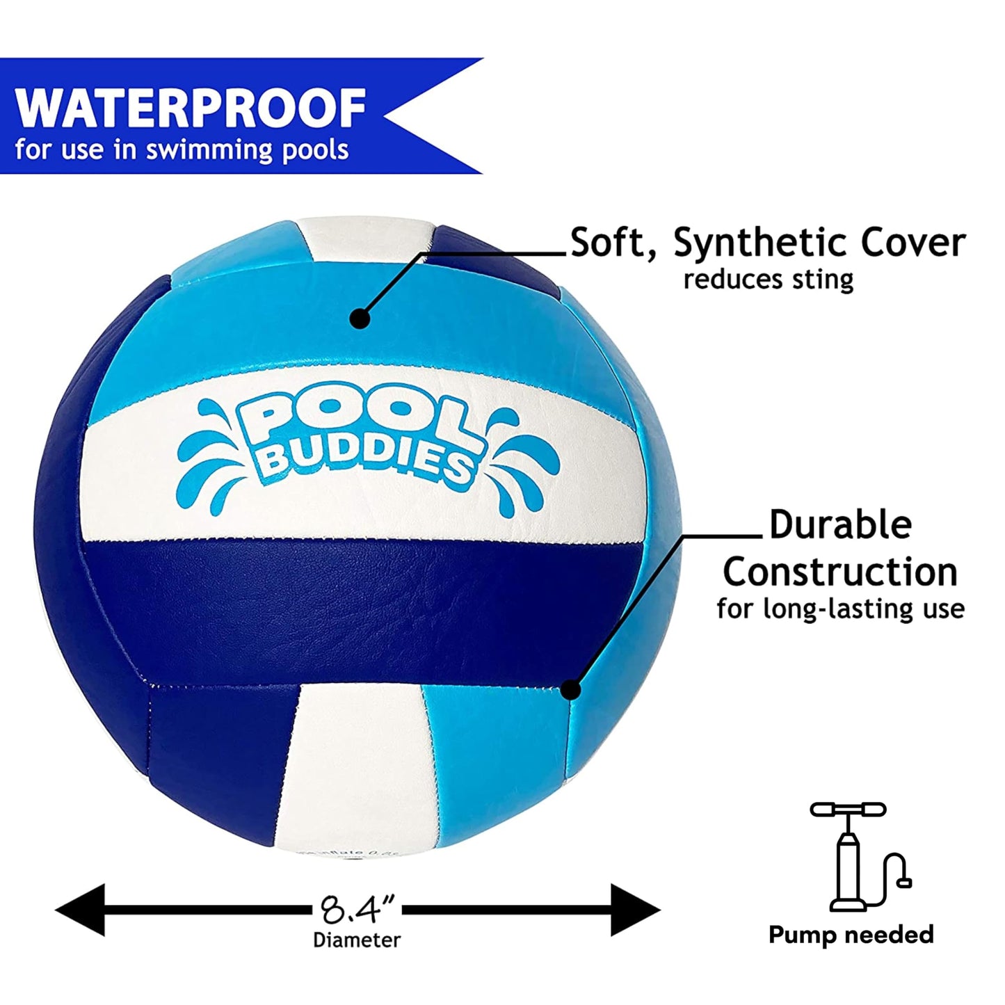Botabee Swimming Pool Water Volleyball with Soft Cover - Pool Toys and Accessories, Lake Toys, Beach Toy for Teens - Regulation Size 26.5” Waterproof