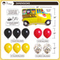 Pirese Wheels on the Bus Birthday Banner Kit, School Bus Party Decorations with Balloons, Yellow Bus Theme Decor for Kids Birthday Party