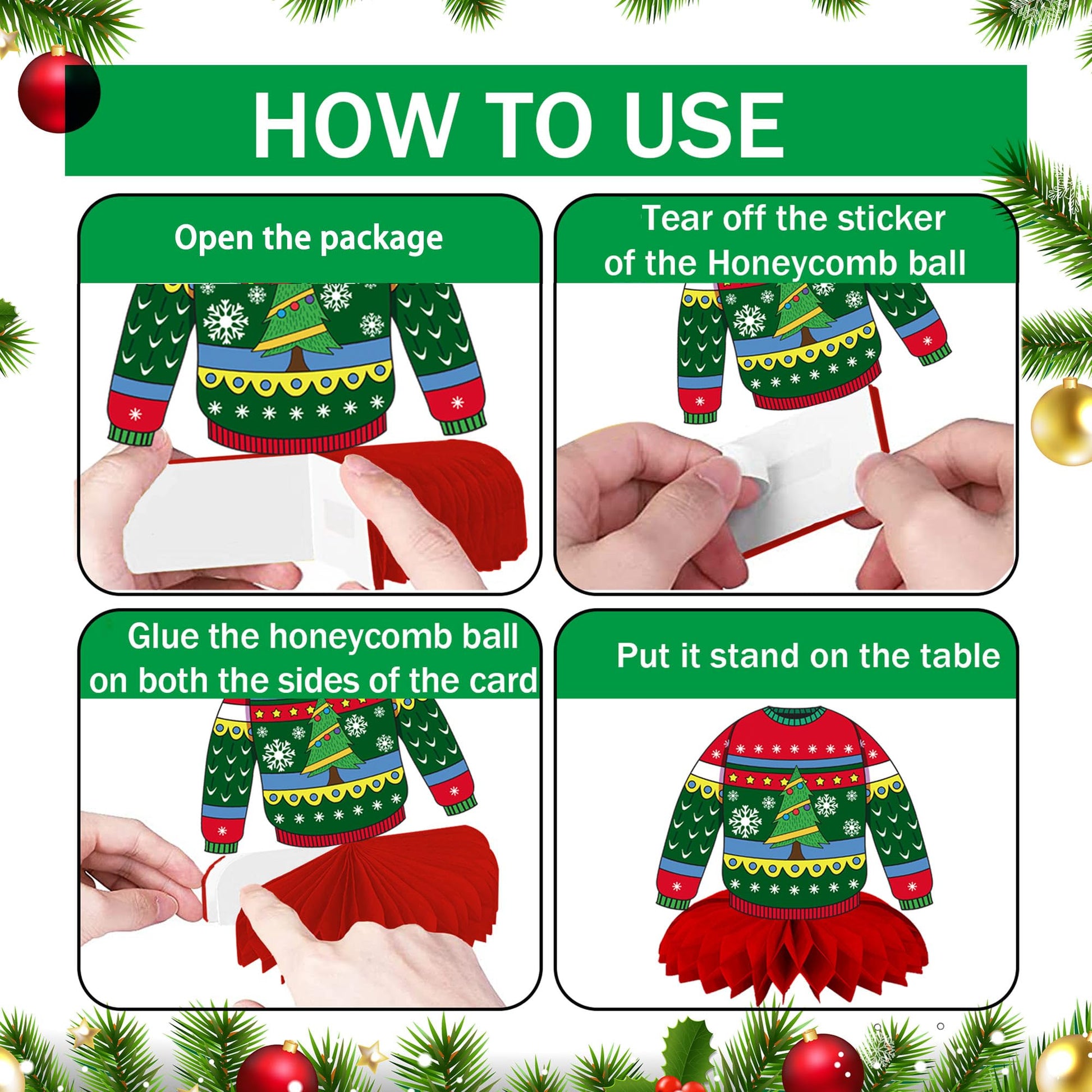 CUUSNNY 9 Pcs Ugly Sweater Party Decorations Honeycomb Centerpiece