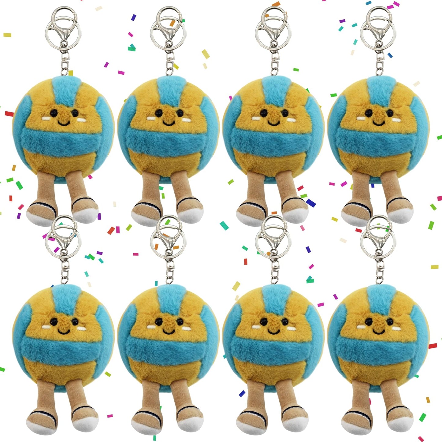 Timisea 8 Pcs Cute Volleyball Stuff Soft Sports Plush Keychain Gift,Volleyball Toys Gifts Soft Sports Balls for Kids Birthday and Volleyball Party