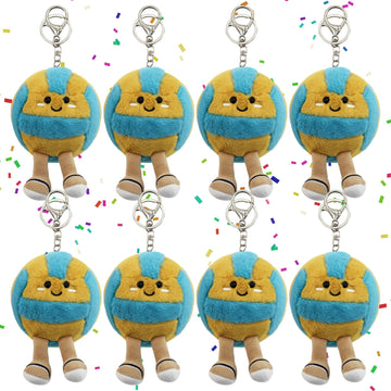 Timisea 8 Pcs Cute Volleyball Stuff Soft Sports Plush Keychain Gift,Volleyball Toys Gifts Soft Sports Balls for Kids Birthday and Volleyball Party
