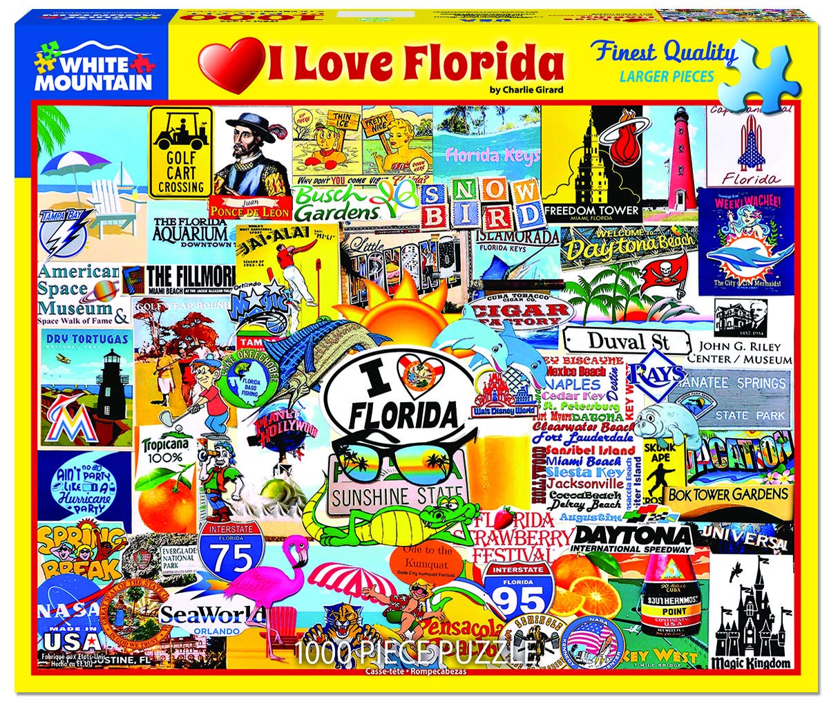White Mountain 1000 Piece Jigsaw Puzzle Sunshine State, I Love Florida