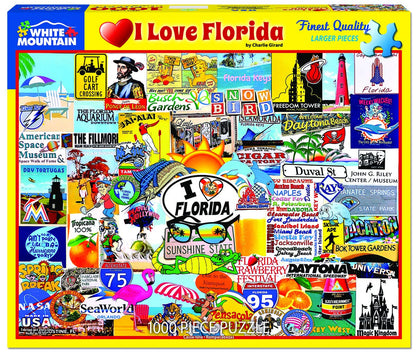 White Mountain 1000 Piece Jigsaw Puzzle Sunshine State, I Love Florida